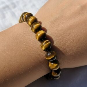 ​Natural Golden Tiger’s Eye 10mm Beaded Bracelet - Tucson Gem Show